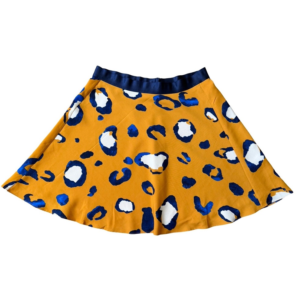 3.1 Phillip Lim Target Leopard Print Mini Skirt Yellow Blue A-Line Size 14